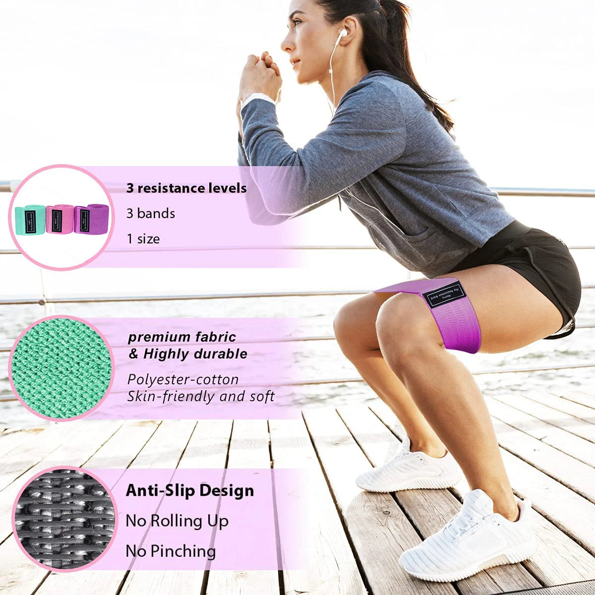 Fabric Resistance Bands — Glute & Hip Training Set