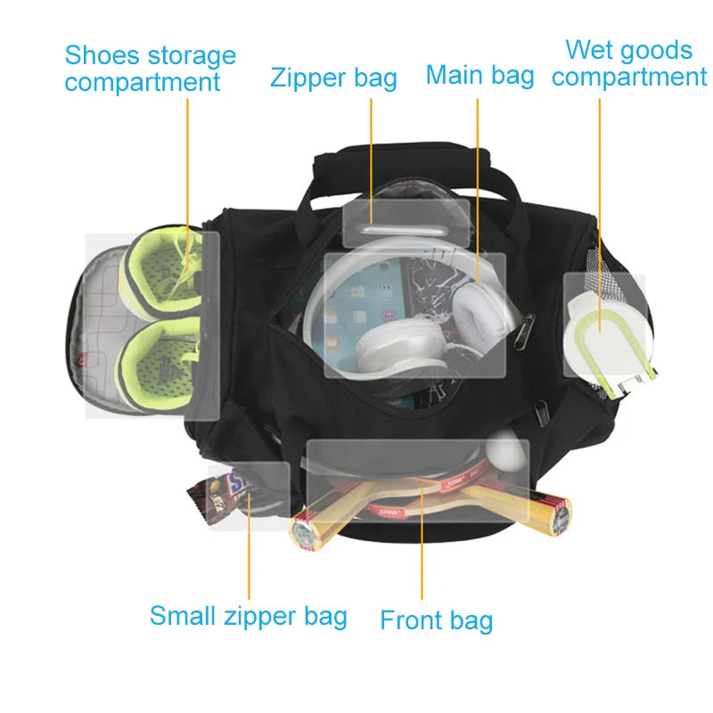 Gym Duffle Bag — Dual Compartment Wet/Dry Design
